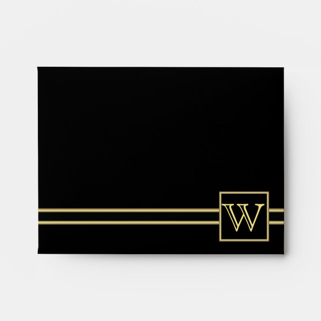 Executive Black with Gold Monogram | Green Envelope (Front)