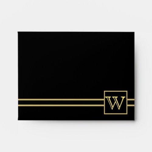 Executive Black with Gold  Monogram Plate Envelope
