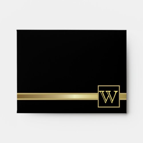 Executive Black with Gold  Monogram Plate Envelope