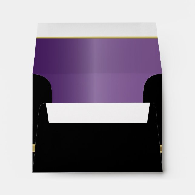 Executive Black with Gold Monogram Plate | Purple Envelope (Back (Bottom))