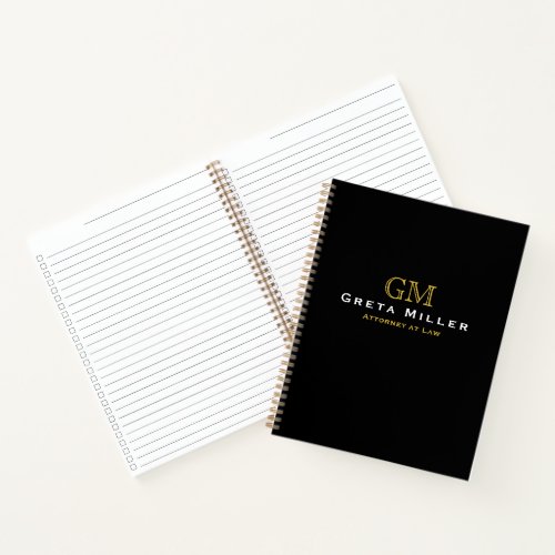 Executive Business Black Gold Monogram Notebook