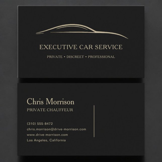 Executive Car Service Black & Gold Business Card (Creator Uploaded)
