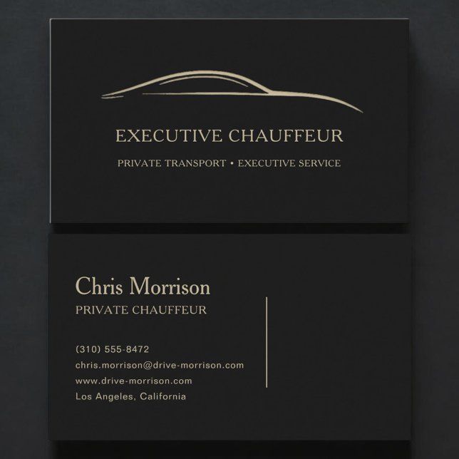 Executive Chauffeur Black & Gold Business Card (Creator Uploaded)