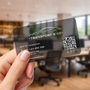 Executive Chauffeur Black Transparent QR Clear Business Cards
