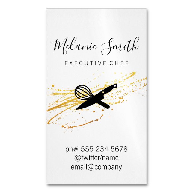 Executive Chef Business Card Magnet (Front Vertical)