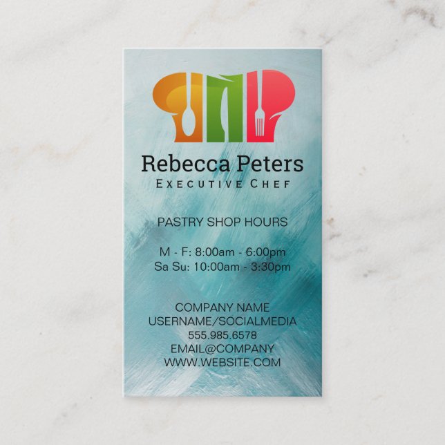 Executive Chef | Chef Hat Dinnerware Logo Business Card (Front)
