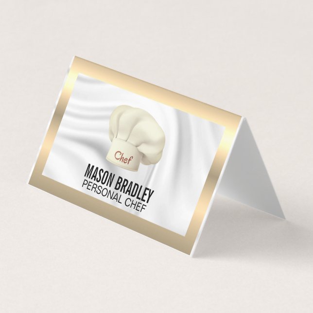 Executive Chef | Culinary Hat Metallic Business Business Card (Front)