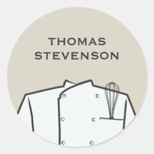 Executive Chef Culinary, Uniform with Whisk Classic Round Sticker