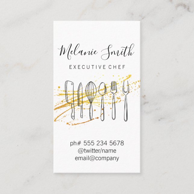 Executive Chef | Cutlery Kitchen Chef Tools Business Card (Front)