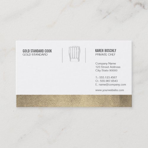 Executive Chef Gold Leather Trim Business Card