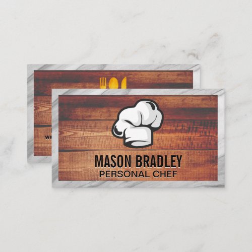 Executive Chef Hat  Wood and Marble Frame Business Card