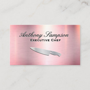 Executive Chef   Pink Silver Metallic Business Card
