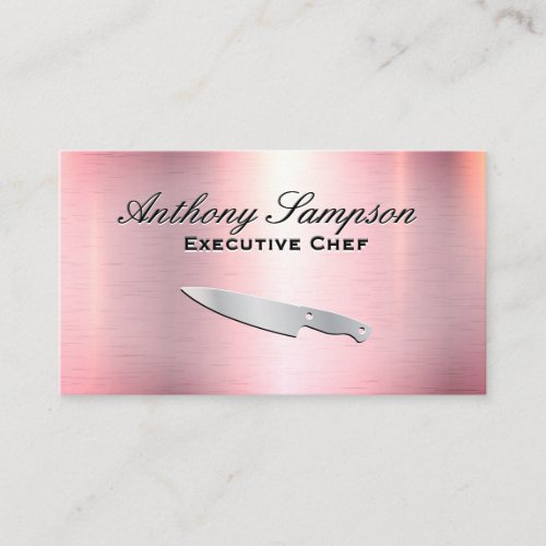 Executive Chef  Pink Silver Metallic Business Card