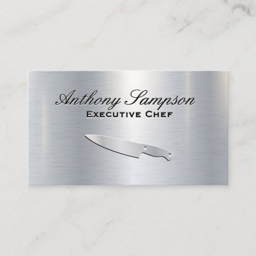 Executive Chef  Silver Metallic Gloss Background Business Card