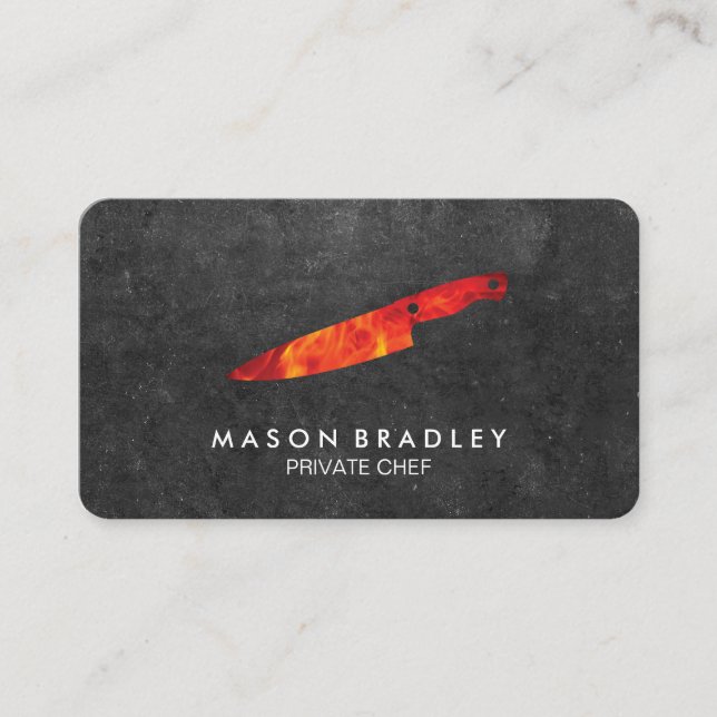 Executive Chef Slate Fire Knife Business Card (Front)