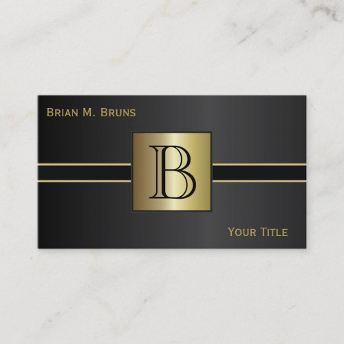 Executive Classic Black Monogram Business Card