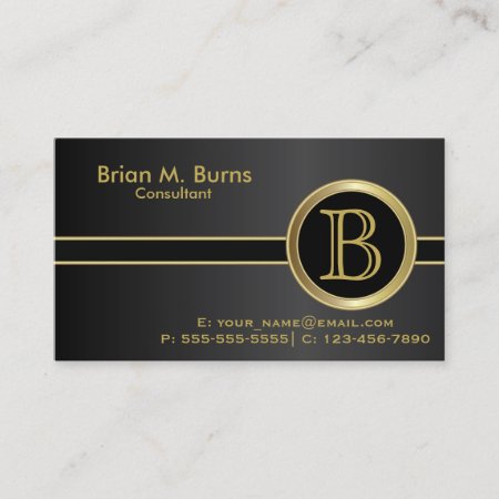 Executive Classic Black Monogram Business Card