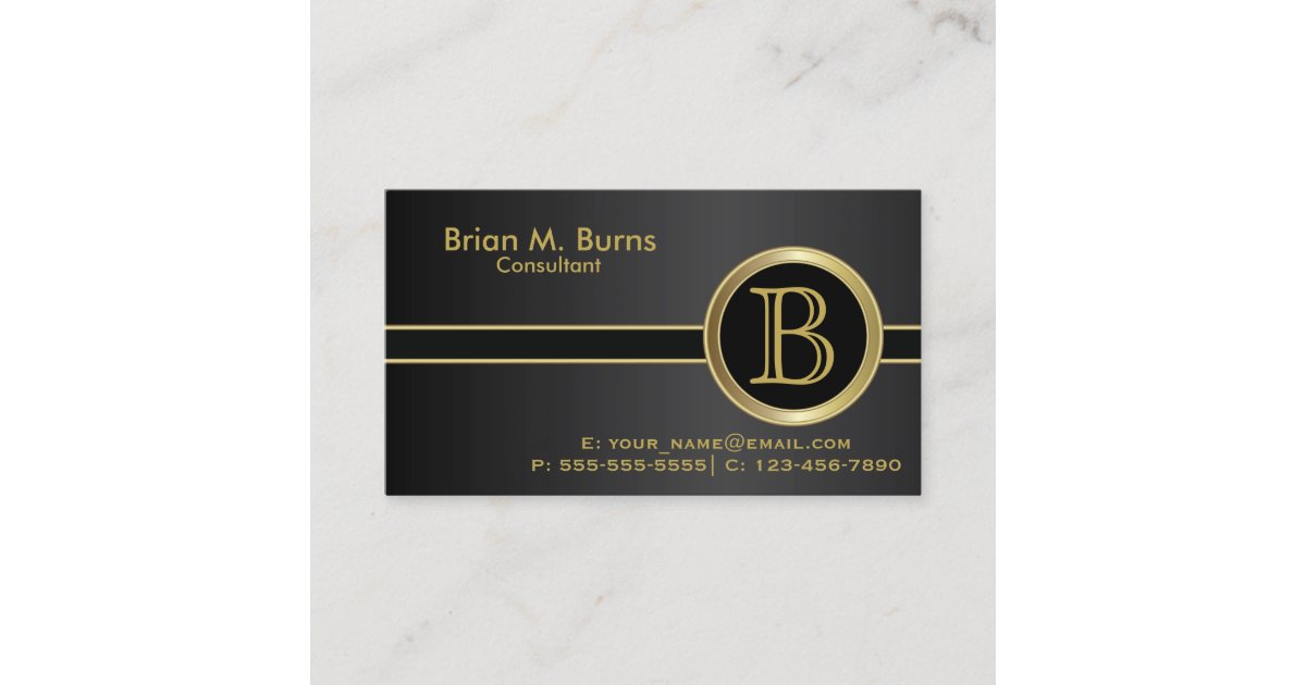 Executive Classic Black Monogram Business Card | Zazzle.com