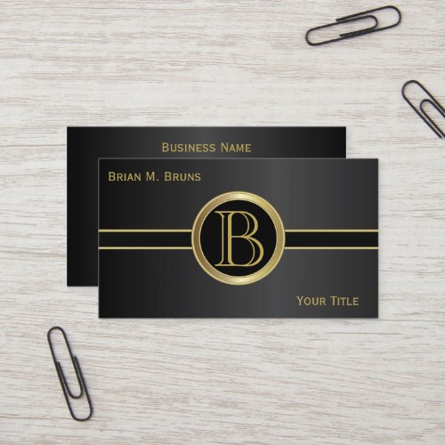 Executive Classic Black Monogram Business Card