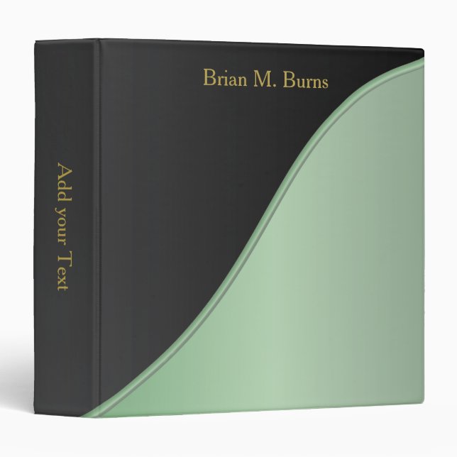 Executive Classic Black with Mint Green Accent 3 Ring Binder (Front/Spine)