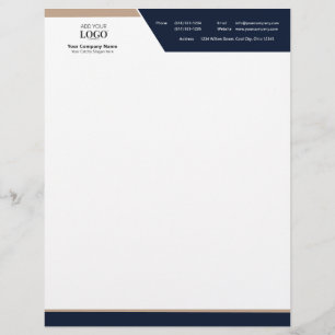 Executive Correspondence Logo Branding Modern Navy Letterhead