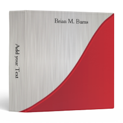 Executive Design with White Brush Steel | Deep Red Vinyl Binder