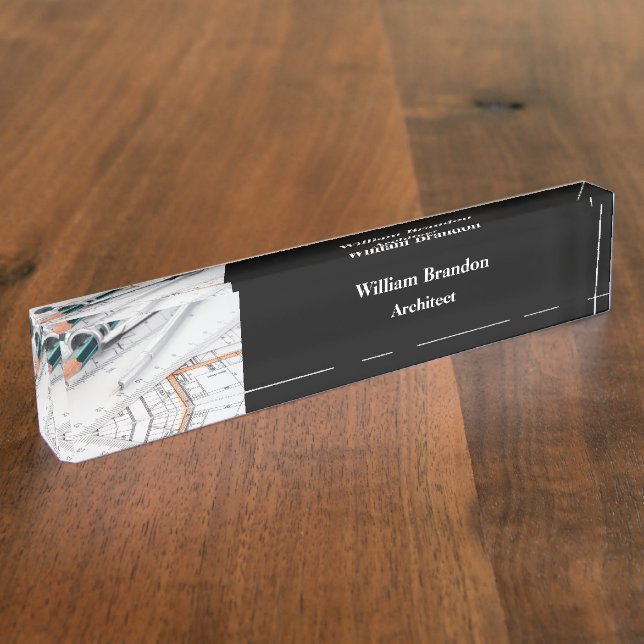 Executive Desk Plaque For An Architect Name Plate (Side)