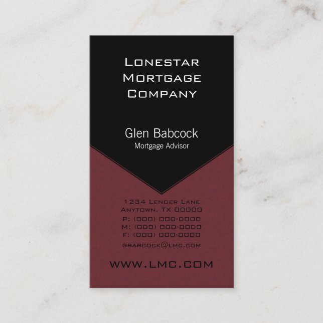 Executive Edge Business Card, Burgundy Card (Front)