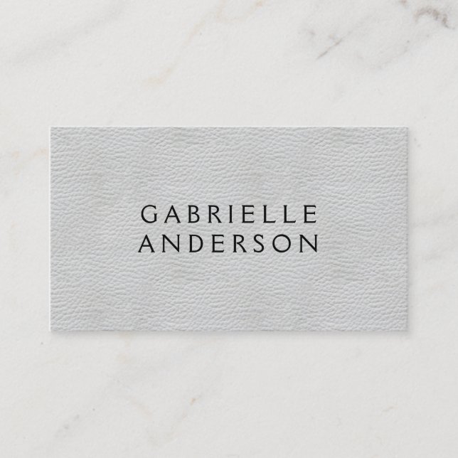 Executive Elegant Gray Leather Business Card (Front)