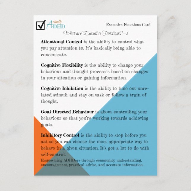 Executive Functions Explained Card (Front)