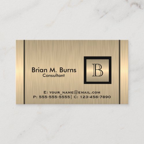Executive Gold Brush Steel with a Monogram Business Card