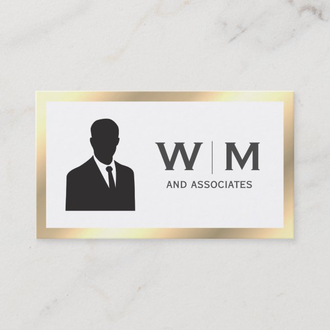Executive Gold Classic Monogram Business Card (Front)
