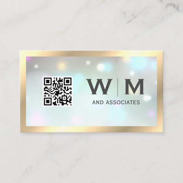 Executive Gold Classic Monogram | QR CODE Business Business Card (Front)