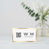 Executive Gold Classic Monogram | QR CODE Business Card (Standing Front)