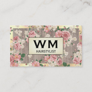 Executive Gold Frame Marble Floral Pattern Business Card