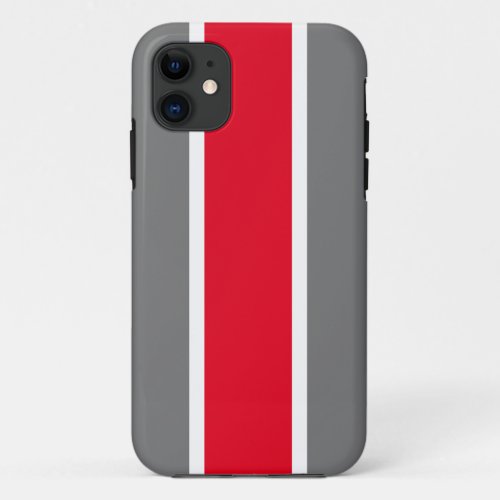 Executive Gray Bright Red White Center Stripes iPhone 11 Case