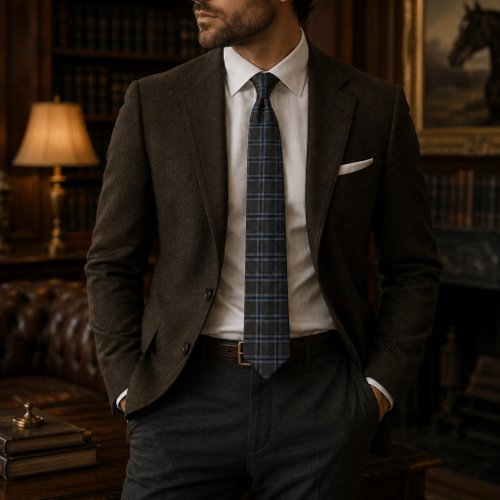 Executive Heritage Plaid | Luxury Charcoal &amp; Navy Neck Tie