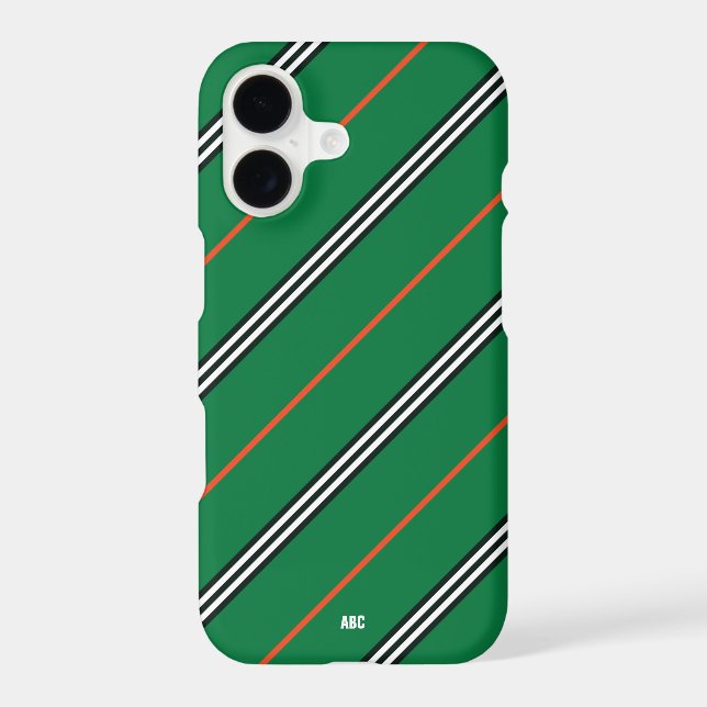 Executive iPhone X Case Green Striped Monogrammed (Back)