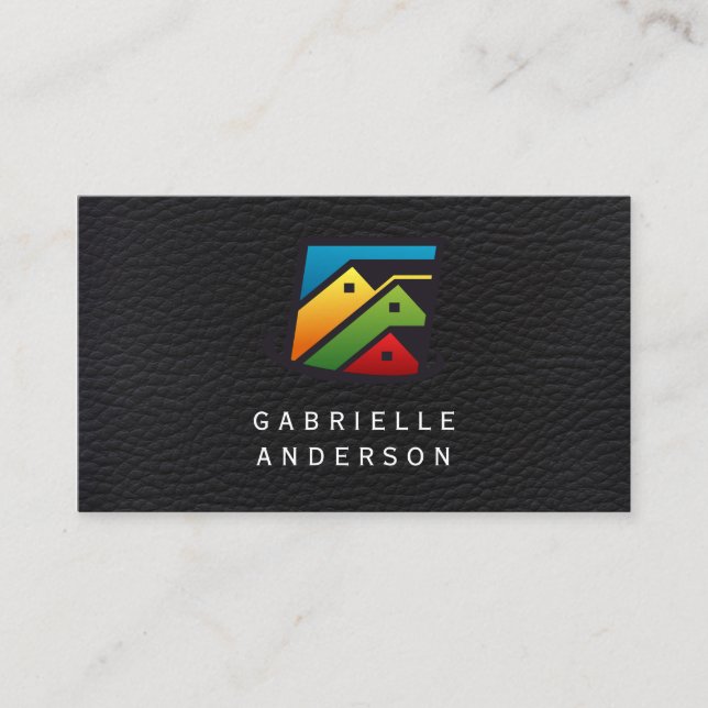 Executive Leather | Real Estate Homes Business Card (Front)