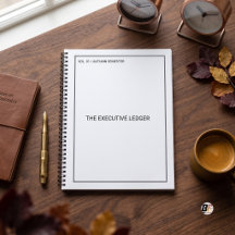 Executive Ledger Minimalist Text Black White