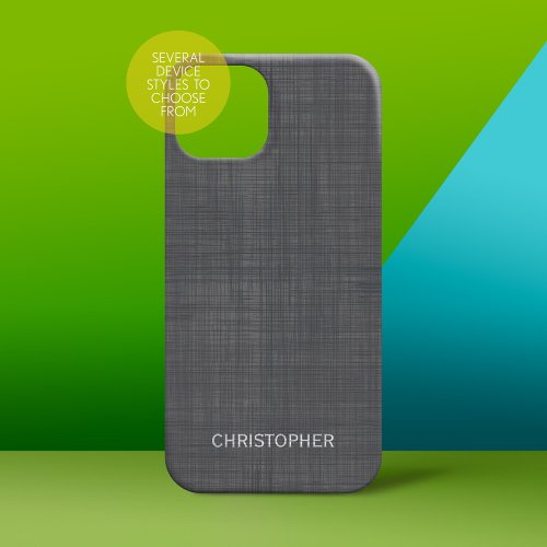 Executive Linen Look Pattern with Gray Name iPhone 13 Pro Max Case