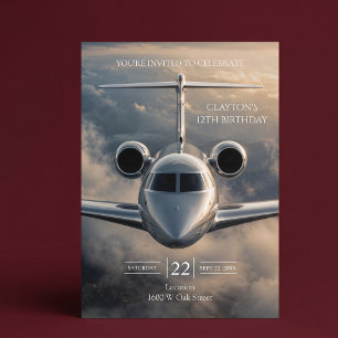 Executive Luxury Private Jet Birthday Party Invitation