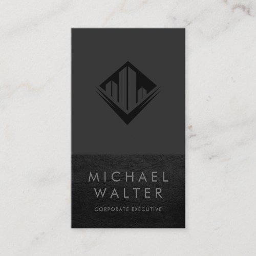 Executive Minimalist  Leather Trim Business Card