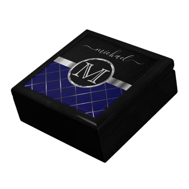 Executive Monogram | Black and Blue Gift Box (Side)