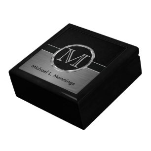 Executive Monogram   Black and Brush Steel Gift Box