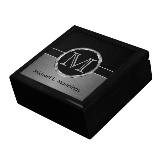 Executive Monogram | Black and Brush Steel Gift Box (Side)
