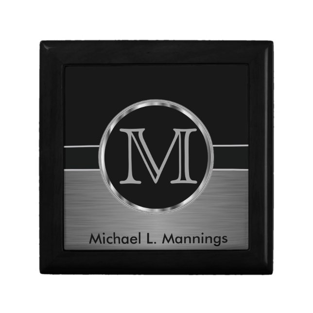 Executive Monogram | Black and Brush Steel Gift Box (Front)