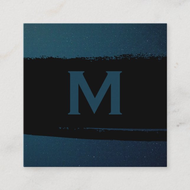 Executive Monogram | Black Brushed | Corporate Square Business Card (Front)