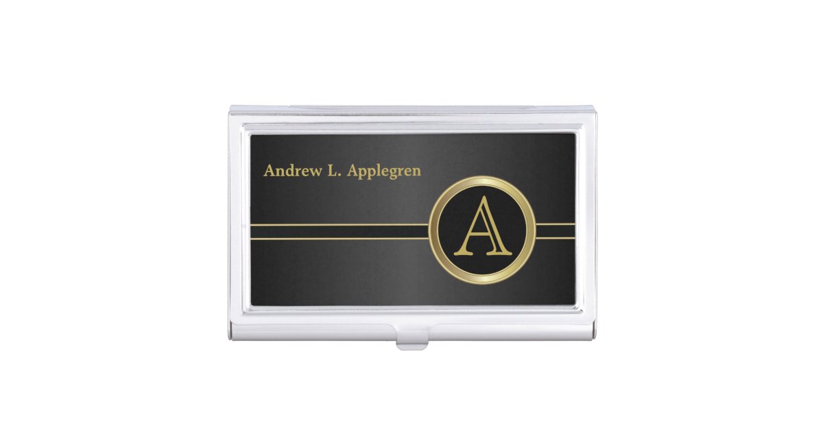 Executive Monogram - Classic Black Case For Business Cards | Zazzle