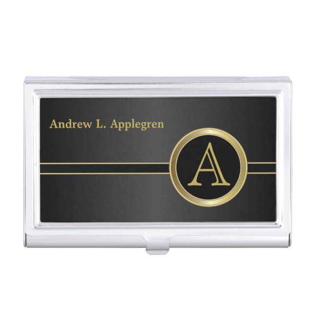 Executive Monogram - Classic Black Case For Business Cards (Front)